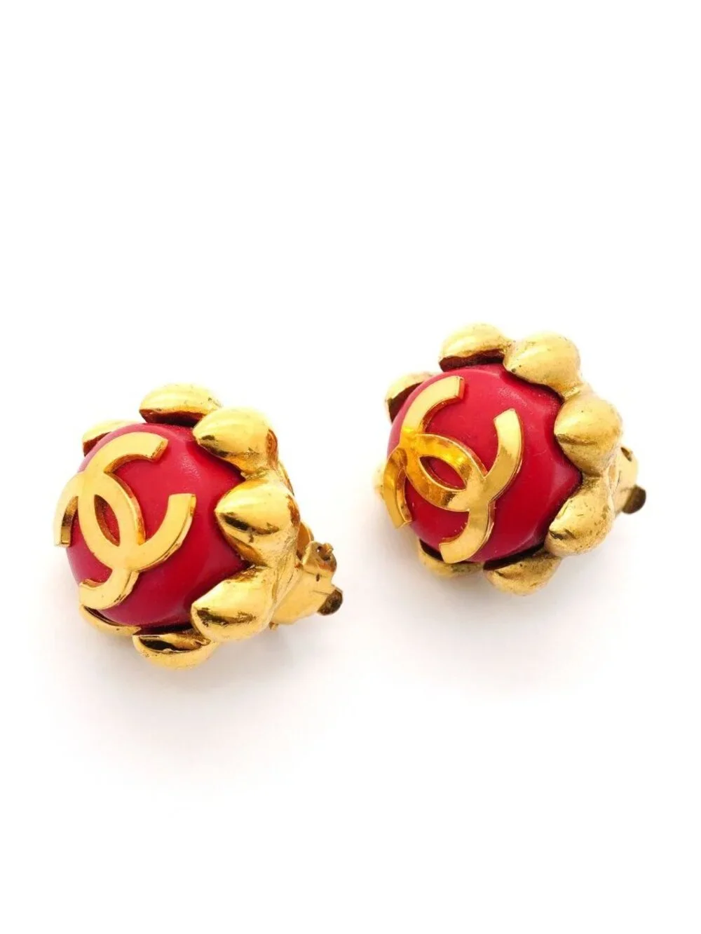 Chanel Earrings Vintage CC Logo Gold Plated